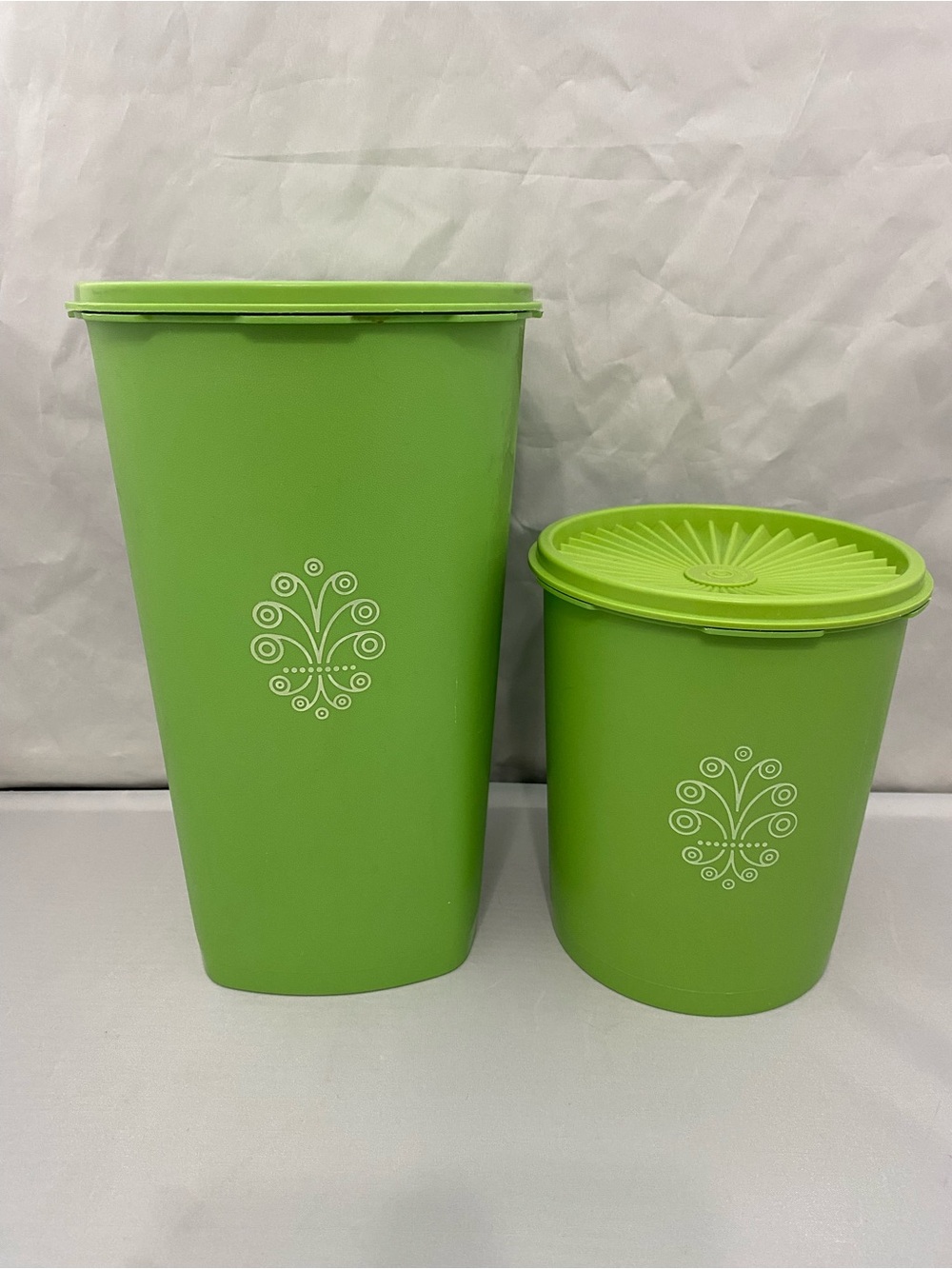 Tupperware Lime Green Plastic Food Storage Canisters - Set of 2